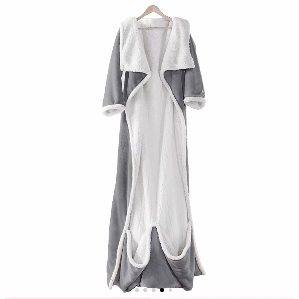 Cozy Gray and White Women's Long Robe